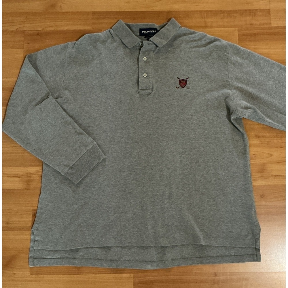 Polo Golf‎ Ralph Lauren LS Polo – Size XL – Grey w/ Golf Crest Logo – Pullover
